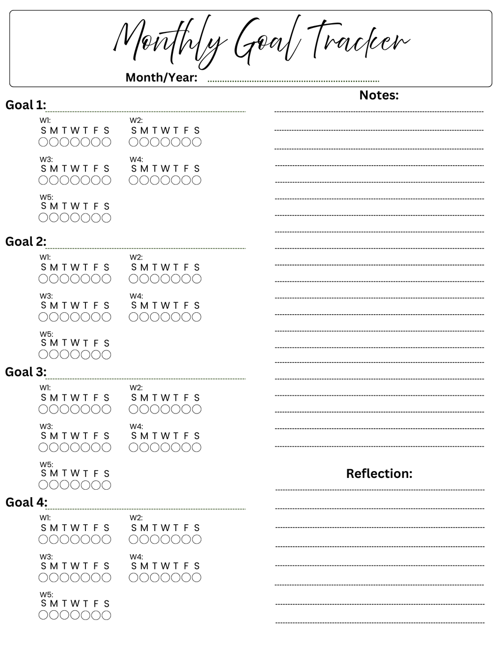 The Type A Monthly Goal Tracker (Digital Download Version)
