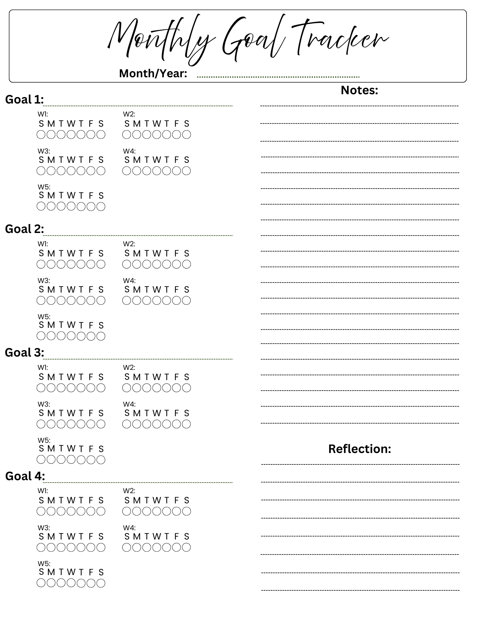 The Type A Monthly Goal Tracker (Digital Download Version)